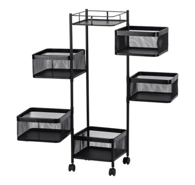 China Sustainable Floor Standing Carbon Steel Kitchen Organizer Food Container Rotating Storage Rack for sale