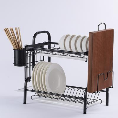 China Stainless Steel 2 Tier Kitchen Organizer Dish Drying Drainer Sustainable Stand Rack for sale