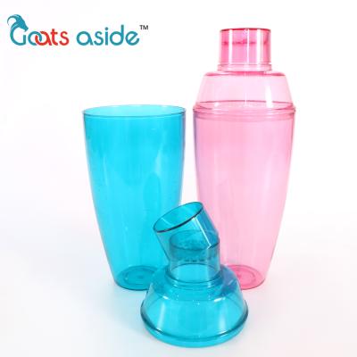 China Viable Custom Wholesale Plastic Eco-Friendly Bar Tools Plastic Color Cocktail Shaker Cup Sport Cup Shaker Bottle Plastic Cocktail Shaker Set for sale