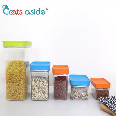 China Modern Easy Reusable Transparent Plastic Free Dry Seal Snack Cereal Storage 5PCS BPA Airtight Container for sale