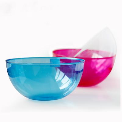 China Sustainable Cheap Wholesale Uniquely Designed 4.2L PS Bowls Clear Plastic Eco-Friendly Salad Bowl Fruit Salad Serving Bowl for sale