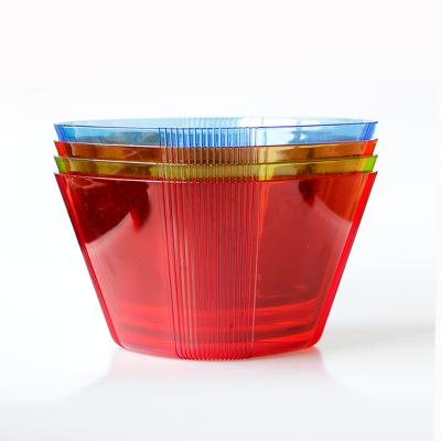 China Sustainable Simple Modern Transparent Square Large Capacity Household Goods Plastic Salad Bowl Vertical Stripe Candy Rolls for sale