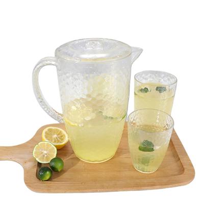 China Large Capacity Viable Wholesale Plastic Transparent Cold Kettle With Handle PS Exquisite Wedding Jug 5pcs Drinking Set for sale