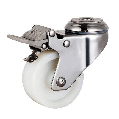 China Wholesaler and Manufacturer China Swivel Lock Stainless Steel Rigid Caster with White Nylon Wheel 3