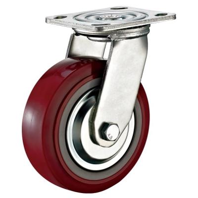 China Rigid heavy duty swivel caster PU wheel, swivel plate top caster with wheel diameter 4