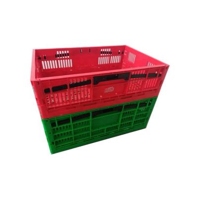 China Sustainable Colorful PP Material Folding Plastic Stackable Food Or Laundry Basket for sale