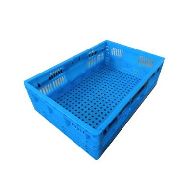 China Sustainable folding plastic turnover basket quare storage stacking basket with holes for sale