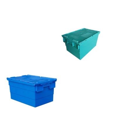 China Recyclable 60L nesting and stacking plastic mobile box for moving company. for sale