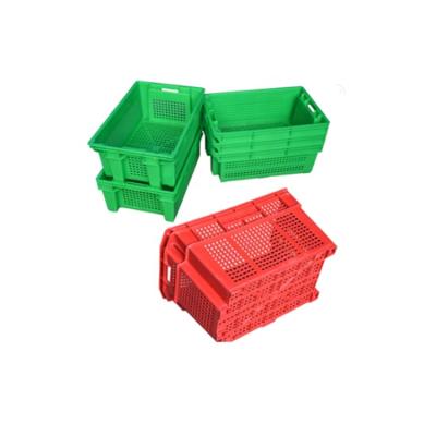 China Recyclable Stackable Vented Plastic Food Grade Plastic Crate Storage Basket for sale