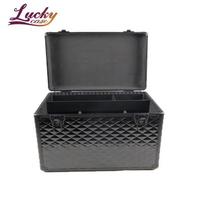 China Diamond Pattern Harness Box Waterproof Shockproof Dustproof Big Capacity Tools Storage Case Black Horse Tool Box With Removable Dividers for sale