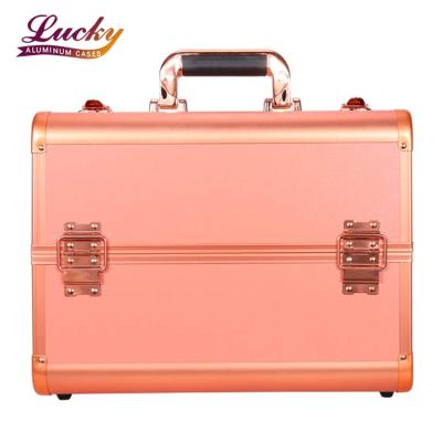 China Large Capacity Makeup Train Case Cosmetic Organizer Case With Trays and Drawer for Cosmetics Jewelry Box or Gift Box for sale