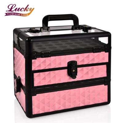 China Luxury Aluminum Case Makeup Beauty Case Large Capacity Travel Makeup Nail Tools Storage Box for sale