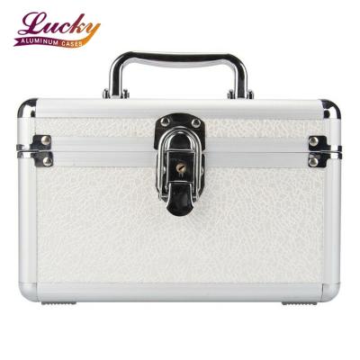 China Large Capacity Aluminum Makeup Organizer Multifunction Travel Cosmetic Case Metal Makeup Train Case for sale