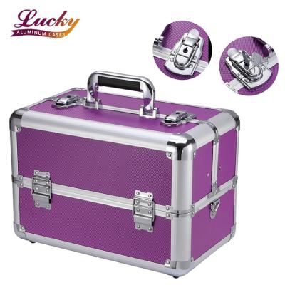 China Portable Hard Cosmetic Box Carry Cosmetics Storage Organizer Premium Aluminum Case Large Capacity Frame Makeup Case for sale