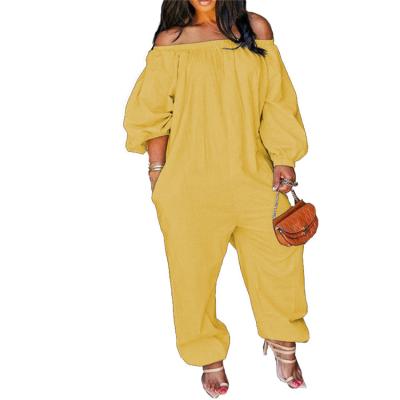 China KCYA Breathable Plus Size Women Clothing Solid Color Off Shoulder Oversized Women Jumpsuits And Rompers for sale