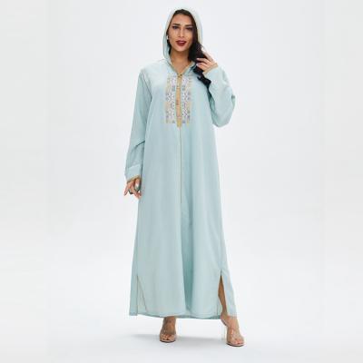 China Dubai Muslim Long Sleeve Dress KCYA Embroidery Long Sleeve Long Sleeve Hoodie Dress Kaftan Moroccan Muslim Abaya Dresses Islamic Clothing for sale