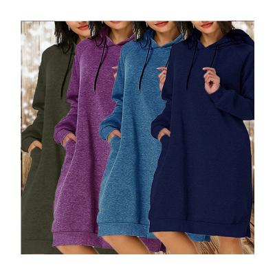 China Wholesale KCYA QUICK DRY Women Fashion Long Sleeve Sweatshirt Dress Plain Hooded Sweatshirt Dress for sale