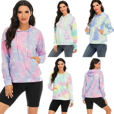 China KCYA QUICK DRY Women's Hoodies and Sweatshirts Long Sleeve Kangaroo Pocket Drawstring Sweatshirt Tie Dye Hoodie for sale