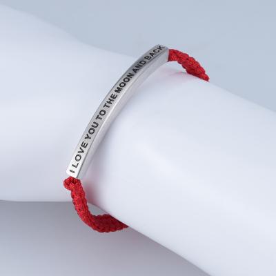 China TRENDY Custom Jewelry Engraved I Love You To The Moon And Mask Back Braided Red Rope Adjustable Bracelet for sale