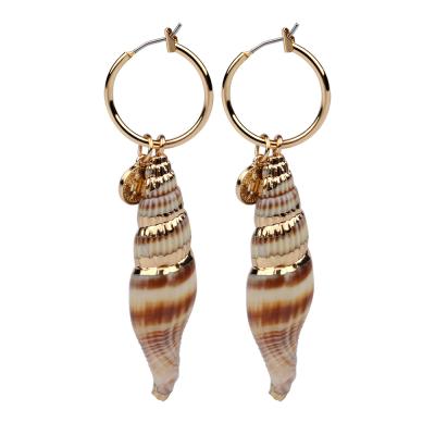 China Latest Design BOHEMIA F4U-E070 Bohemian Fashion Jewelry Cheap Conch Shell Drop Earrings For Women for sale