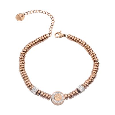 China Drop Shipping TRENDY Newcomer Rose Gold Plated Jewelry Tree Of Life Stainless Steel Women Bead Bracelet for sale