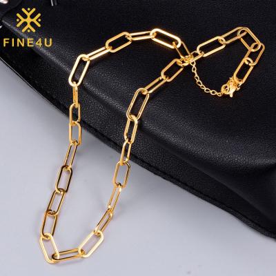 China Hiphop Fashion Simple Paperclip Chain Stainless Steel Jewelry 18k Gold Necklace Base Stacking Chain for sale