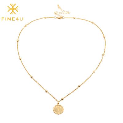 China Hot Selling Women Fashion Jewelry TRENDY Gold Plated Horoscope Astrology Coin Sign Zodiac Copper Pendant Necklace for sale