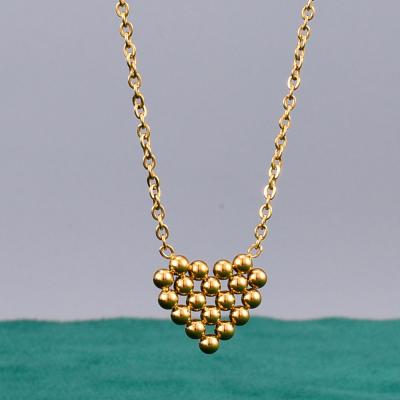 China Wholesale Trendy Women Fashion 18k Gold Plated Stainless Steel Pearl Love Heart Jewelry Pendant Necklace for sale