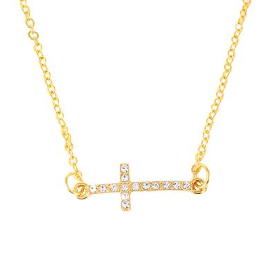 China CZ religious religious cross faith jewelry kolye lady fashion pendant gold plated hypoallergenic diamond lady necklace for sale