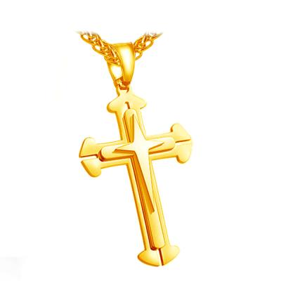 China High Quality Religious Jewelry F4U-N045 Stainless Steel Antique Gold Plated Designs Jesus Cross Pendant Necklace for sale