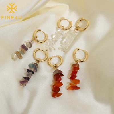 China Wholesale Trendy Fashion Jewelry Trendy 18k Gold Plated Crystal Natural Stone Drop Earring for sale