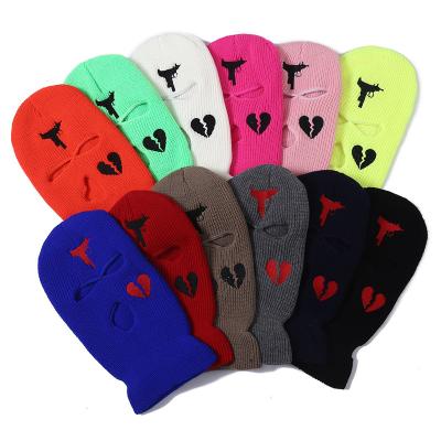 China COMMON High Quality Multi-color Kids Men's Double Layer Ski Mask Acrylic Material 3 Hole Beanie Winter Warm Hat Knitted Facemask for sale