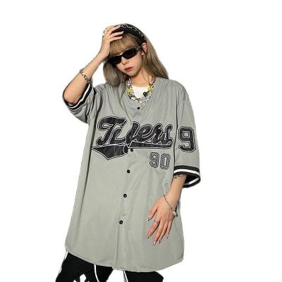 China Women Breathable Vintage T-shirt Baseball T-shirt Style Hip Hop Jacket Baseball Tank Tops Print Shirts And Tops Polyester Polyester for sale