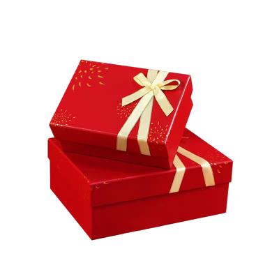 China Recycled Materials Jewelry Packaging Wedding Candy Food Tea Miracle Chinese New Year Box With Ribbon Closure for sale