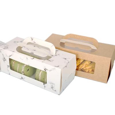 China Recycled Materials Custom Take Out Clear Cake Window Cake Packaging Design Box With Handle Bakery for sale