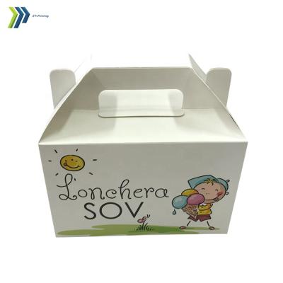 China Recyclable Custom Ivory Food Grade Cardboard Kraft Paper Lunch Box for sale