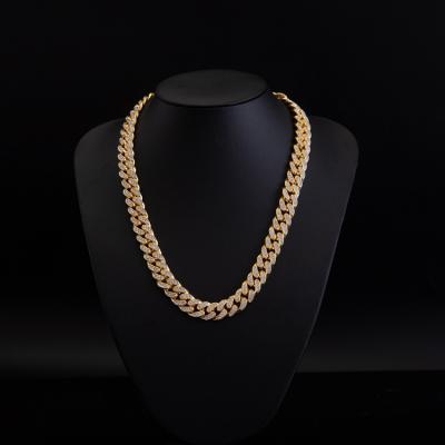 China Hiphop Custom Iced Out Alloy Link Chain Rhinestone Fork Hip Hop Necklace For Men Jewelry for sale