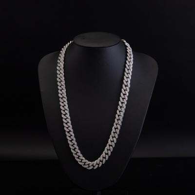 China Hiphop Silver Color Alloy Plated Cuban Rhinestone Necklaces Hip Hop Link Chain Necklace Jewelry for sale