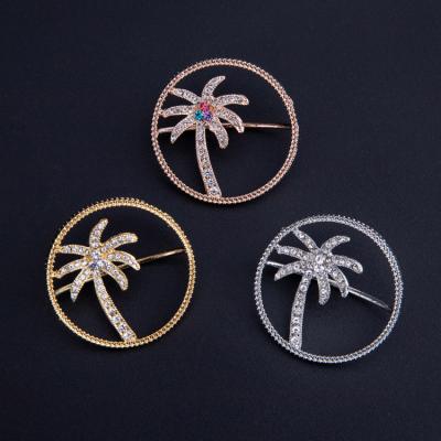 China Decoration Popular Female Accessories Antique Coconut Tree Shaped Scarf Clasp Silk Brooch For Girlfriend's Gift for sale