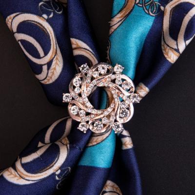 China Muslim Brooch Pin For Women Girls Flower Shape Crystal Rhinestone Corsage Brooch Hijab Popular Brooch Flower for sale