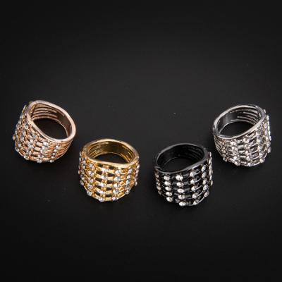 China As Luxury Rhinestone Five Row Photo Fashion Ring Elastic Men's Index Finger Ring for sale