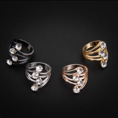 China As Photo Rhinestone Alloy Rings Women Fashion Layered Jewelry 4 Alloy Plated Opening Adjustable Rings for sale