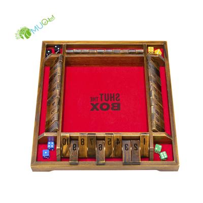 China YumuQ Wooden Classic Closed Box Board Game for Kids and Adults, 4 Player Closed Box Dice Game Set for Home, Party and Bar for sale