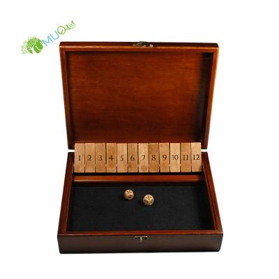 China YumuQ wooden customized wooden closed box dice game with 12 numbers, closed box board game for kids and adults for sale