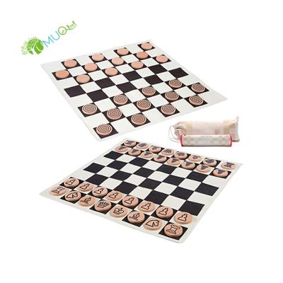 China Cloth YumuQ Multifunctional 4 IN 1 Giant Chess Controllers Board Game Cover with 2 Tic Tac Toe Games Set for Kids and Adults for sale