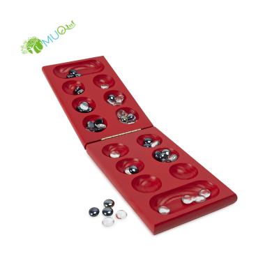 China YumuQ Wooden Classic Folding Mancala Board Game Set with Stones, Brain Teaser Mancala Games for Kids and Adults for sale