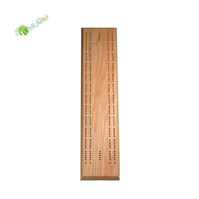 China YumuQ Solid Oak Wood Wooden Competition Cribbage Board Game Set, 2 Way Cribbage Board with Metal Cribbage Pegs for sale