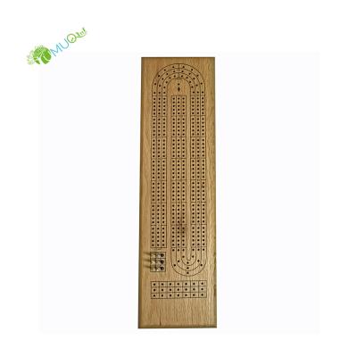 China YumuQ Wooden Natural Oak Wood Travel Cribbage Board Game Set, 3 Way Cribbage Board with Metal Cribbage Pegs for sale