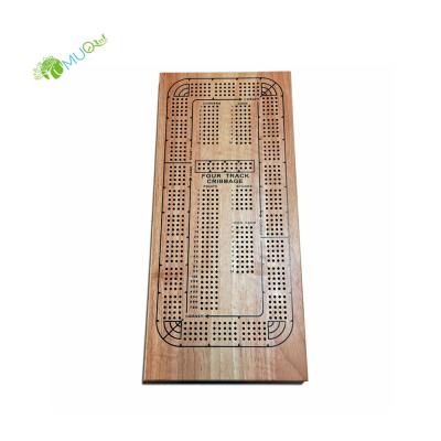 China YumuQ Wooden Natural Oak Wooden Travel Cribbage Board Game Set, 4 Way Cribbage Board with Plastic Cribbage Pegs for sale