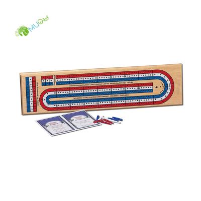 China YumuQ Travel 3-Track Wooden Cribbage Board Game Wooden Color Coded Set, Cribbage Boards with Metal Cribbage Pegs for sale